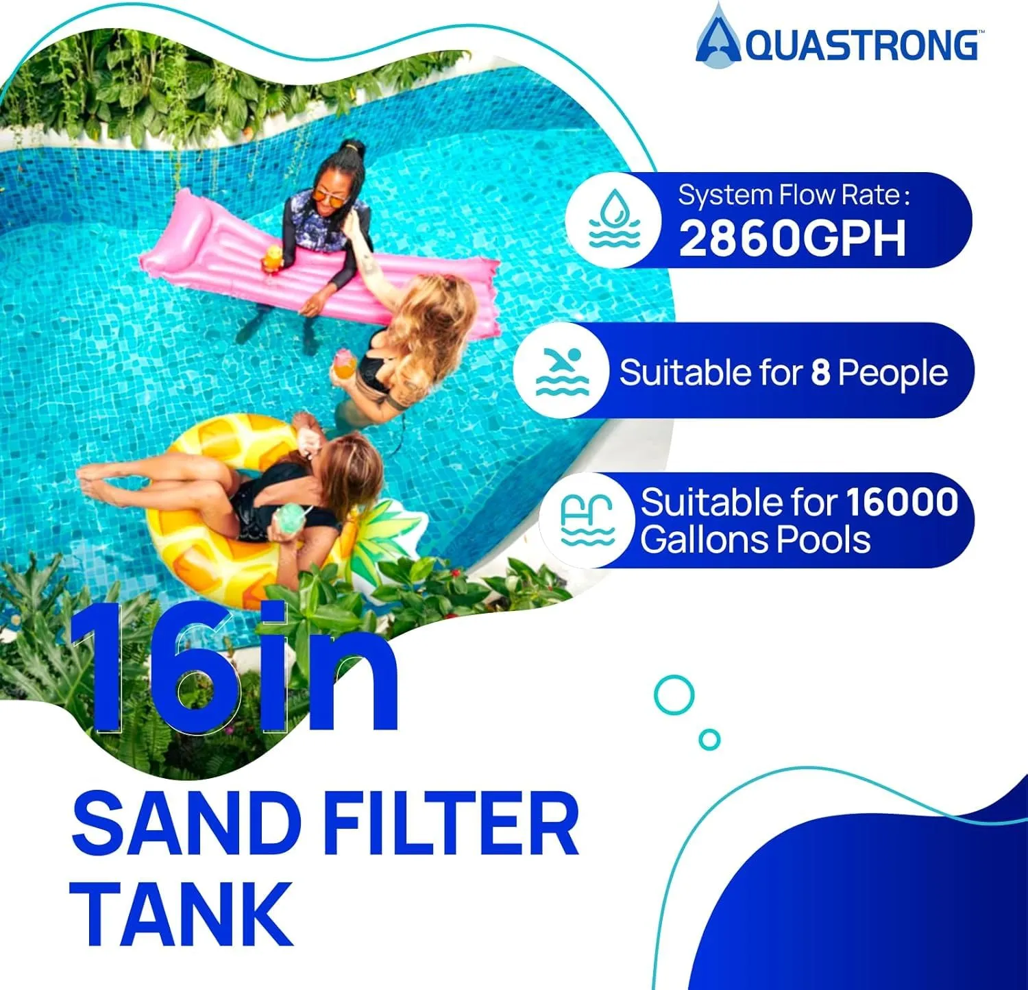 SFP400 3/4 HP Sand Filter Pump 3800GPH with Timer 16in Up to 16000GAL