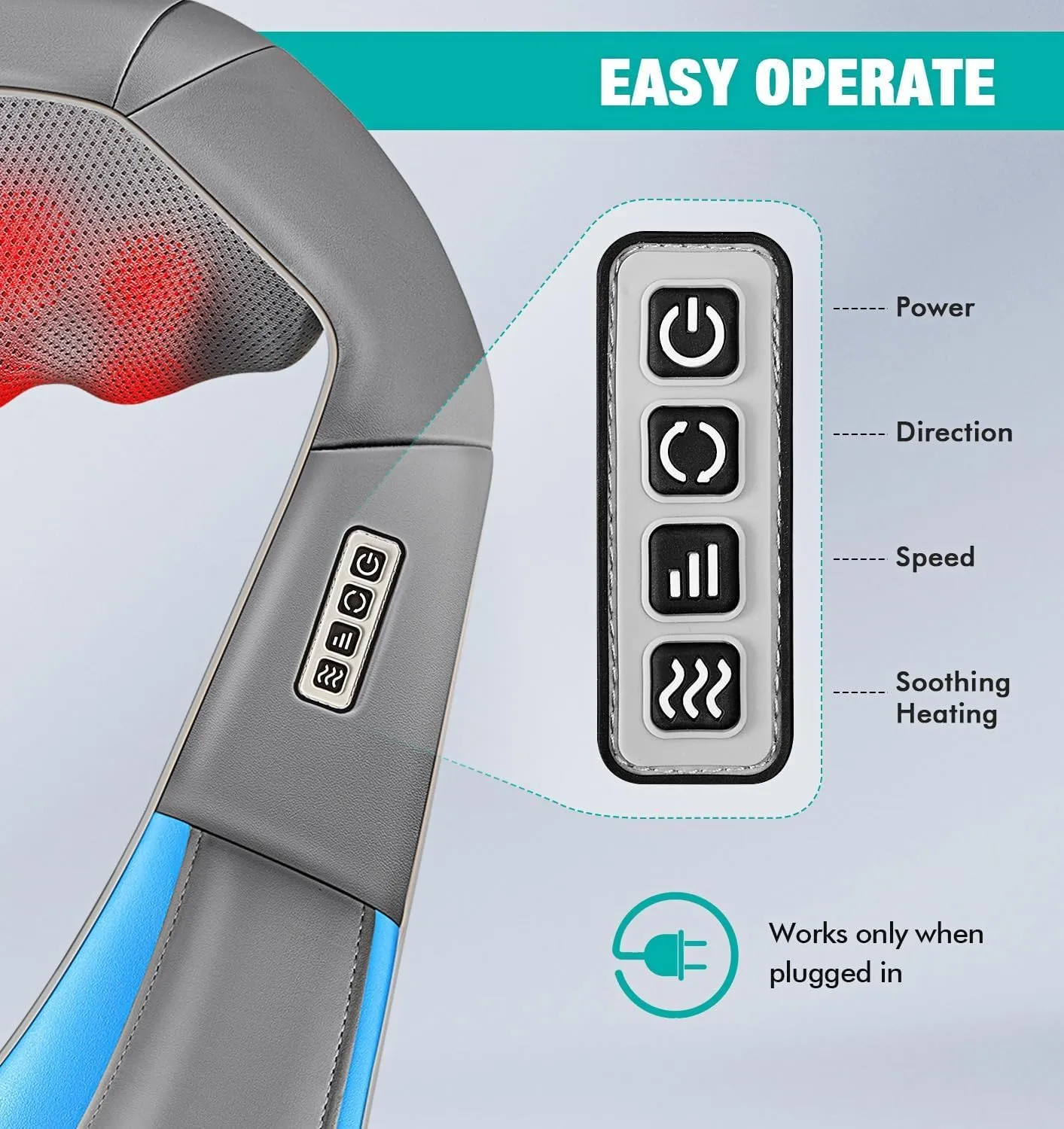 Shiatsu Neck and Back Massager with Heat, Deep Tissue 4D Kneading Massage Pillow for Neck, Back, Shoulder, Leg, Body Muscle Pain Relief, Use at Home, Office, Car