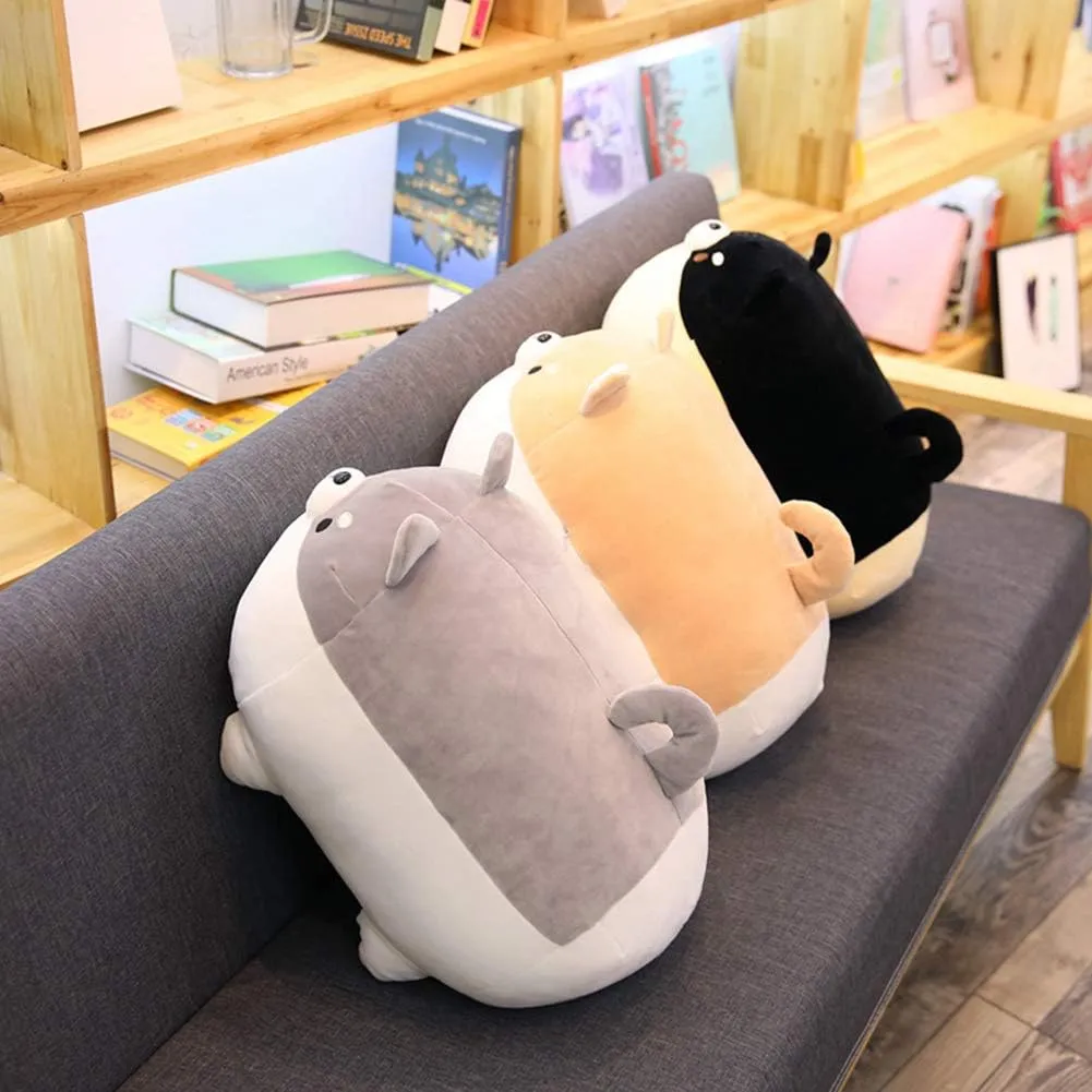 Shiba Inu Dog Plush Pillow,Cute Corgi Shiba Inu Stuffed Animal Toy Doll Gifts for Valentine,Christmas (Black, 19.6 inch)