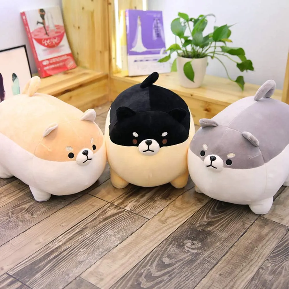 Shiba Inu Dog Plush Pillow,Cute Corgi Shiba Inu Stuffed Animal Toy Doll Gifts for Valentine,Christmas (Black, 19.6 inch)