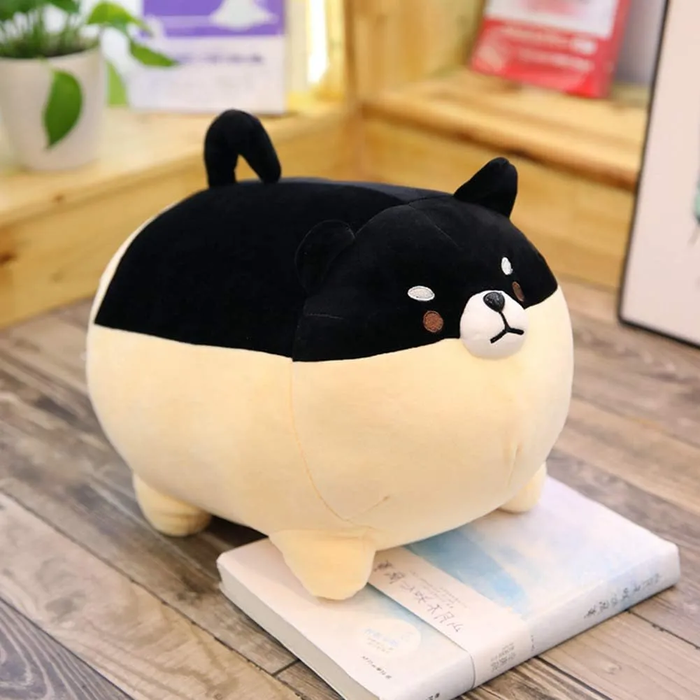 Shiba Inu Dog Plush Pillow,Cute Corgi Shiba Inu Stuffed Animal Toy Doll Gifts for Valentine,Christmas (Black, 19.6 inch)