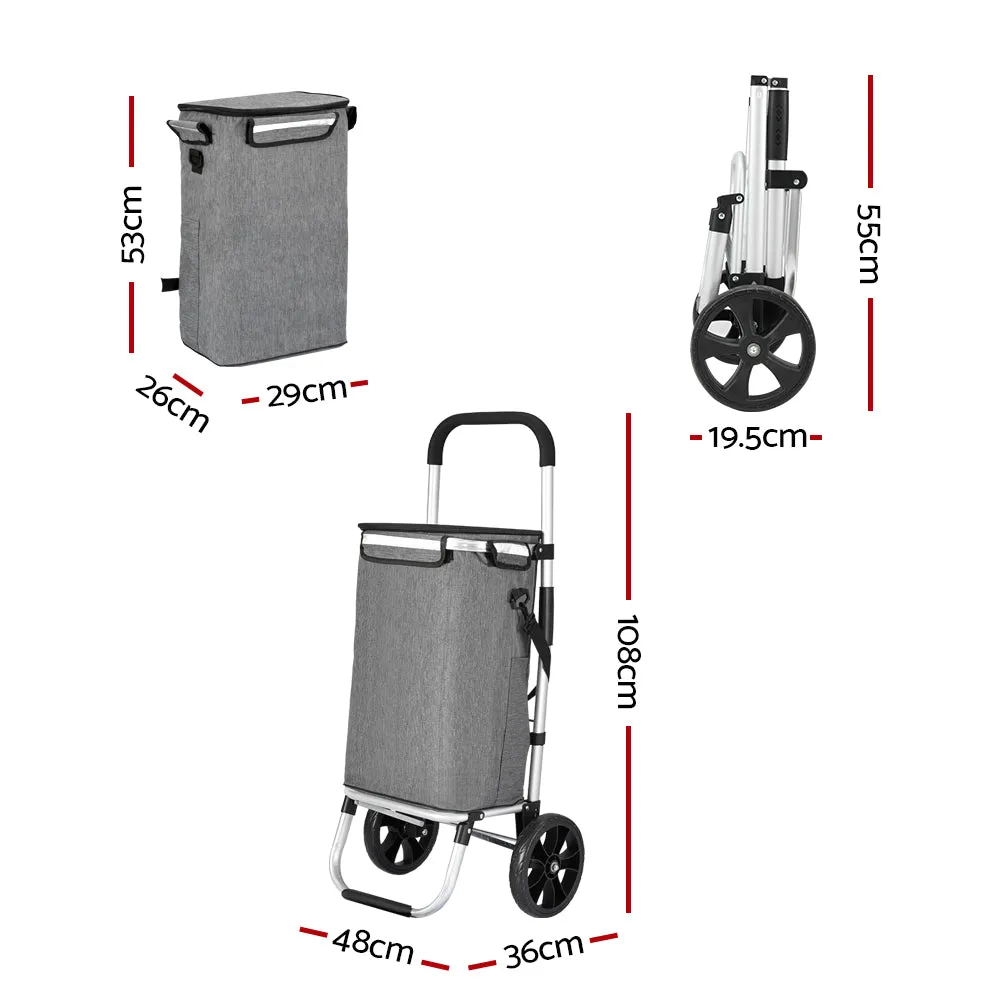 Shopping Trolley Cart 45Kg Foldable Grey
