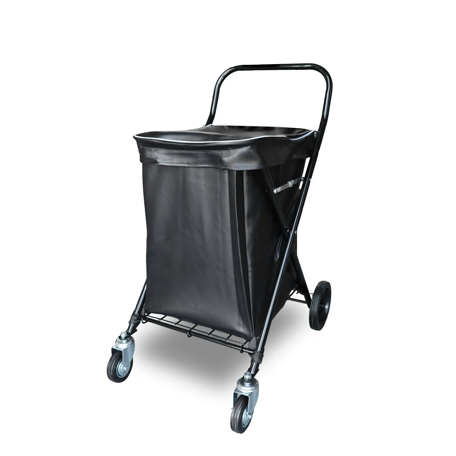 Shopping Trolley Foldable Carbon Steel Grocery Cart with Leather Waterproof Bag