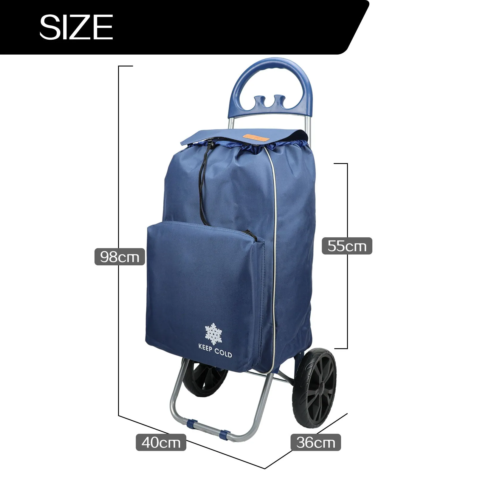 Shopping Trolley Foldable Shopping Cart for Grocery with Cooler bag