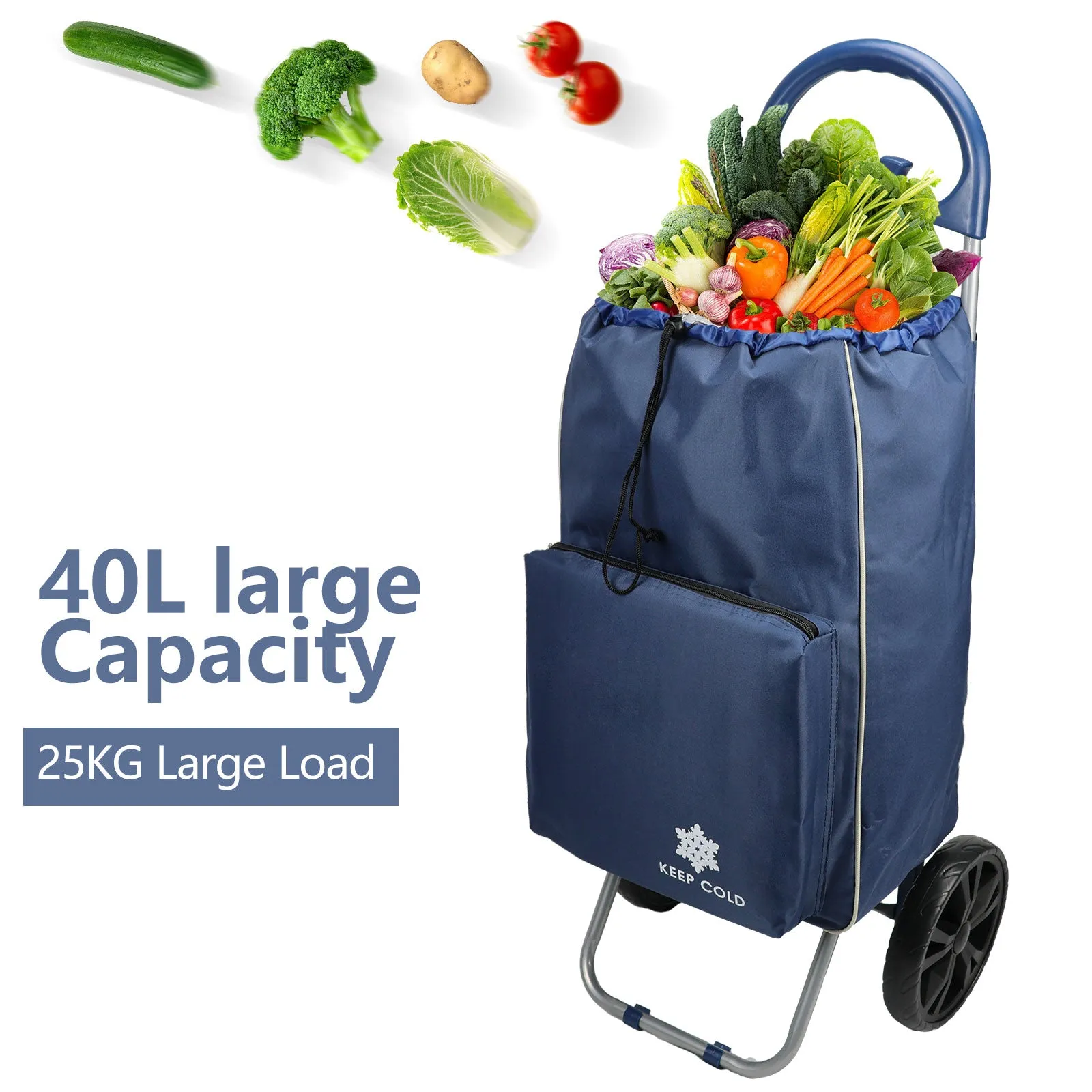 Shopping Trolley Foldable Shopping Cart for Grocery with Cooler bag