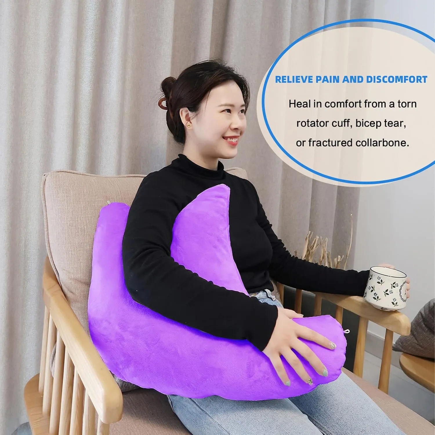 Shoulder Surgery Pillow, Ergonomic Rotator Cuff Pillow, Comfortable Post Shoulder Surgery Pillow, Adjustable Structure Provide Support, Shoulder Pain Relief, Firm and Removable(Purple)