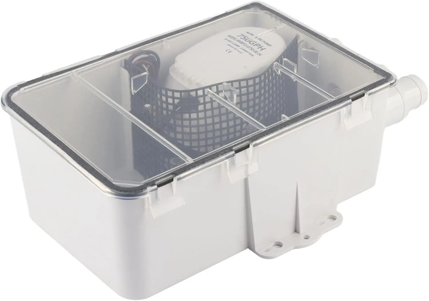 Shower Sump Pump System Box,750GPH Spray Sewage Pump Shower Sump Pump System Drain Kit,Built in Automatic Switch Shower Drain Box,for Marine Boat Yacht G750 30 (24V)