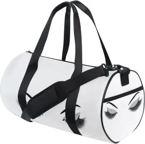Silver Glittering Eyelash Isolated on White Duffel Bag, Foldable Canvas Travel Tote for Gym Sports with Inner Pockets, Durable Lightweight Fitness Bag for Overnight Workout