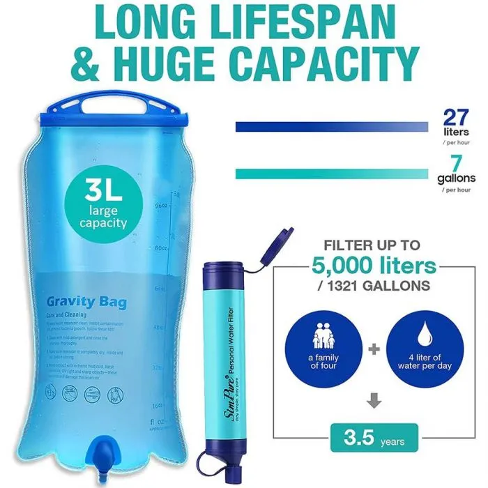 Sim Pure Life Water Filter Gravity Bag 3L