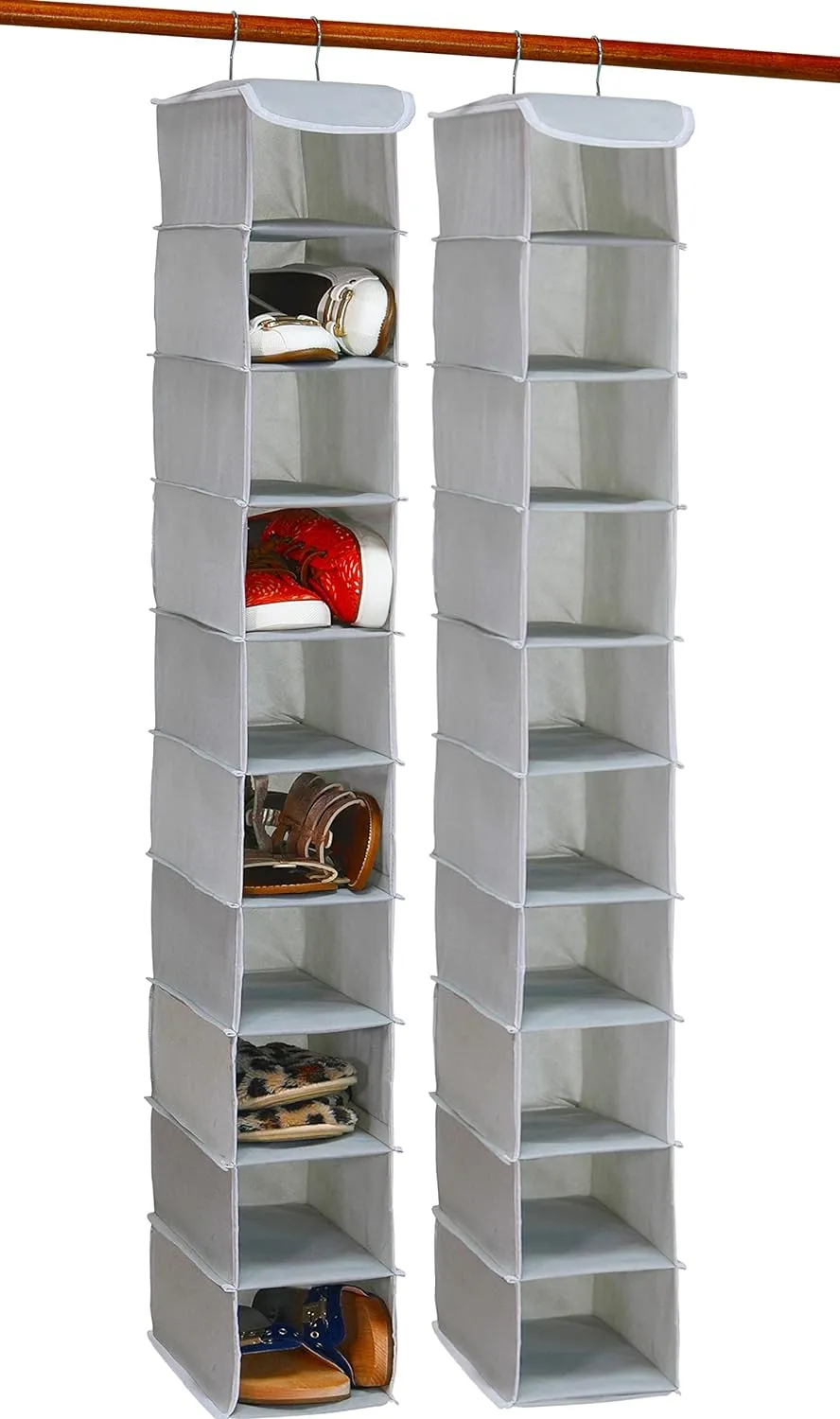 Simple Houseware 2 Pack 10 Shelves Hanging Organizer, Grey