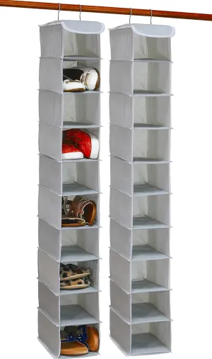 Simple Houseware 2 Pack 10 Shelves Hanging Organizer, Grey