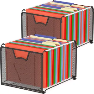 Simple Houseware Mesh Hanging File Folder Organizer, 2 Packs, Black