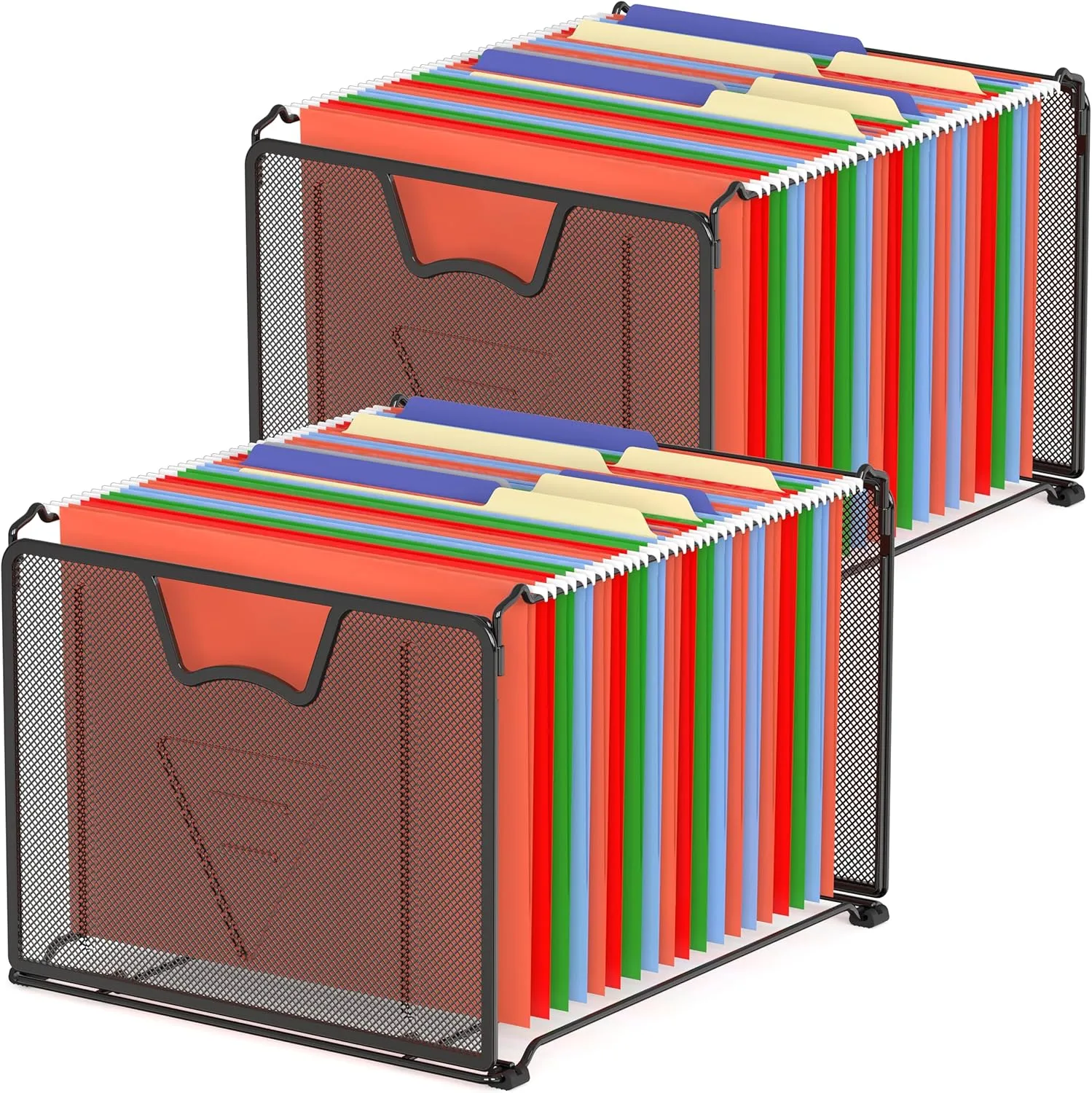 Simple Houseware Mesh Hanging File Folder Organizer, 2 Packs, Black