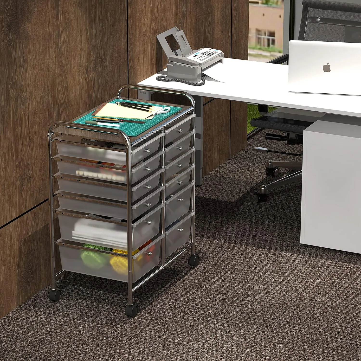 Simple Houseware Utility Cart with 12 Drawers Rolling Storage Art Craft Organizer on Wheels