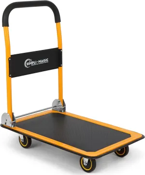 Simpli-Magic Push Cart Dolly, Moving Platform Hand Truck, Foldable for Easy Storage and 360 Degree Swivel Wheels with 350lb Weight Capacity