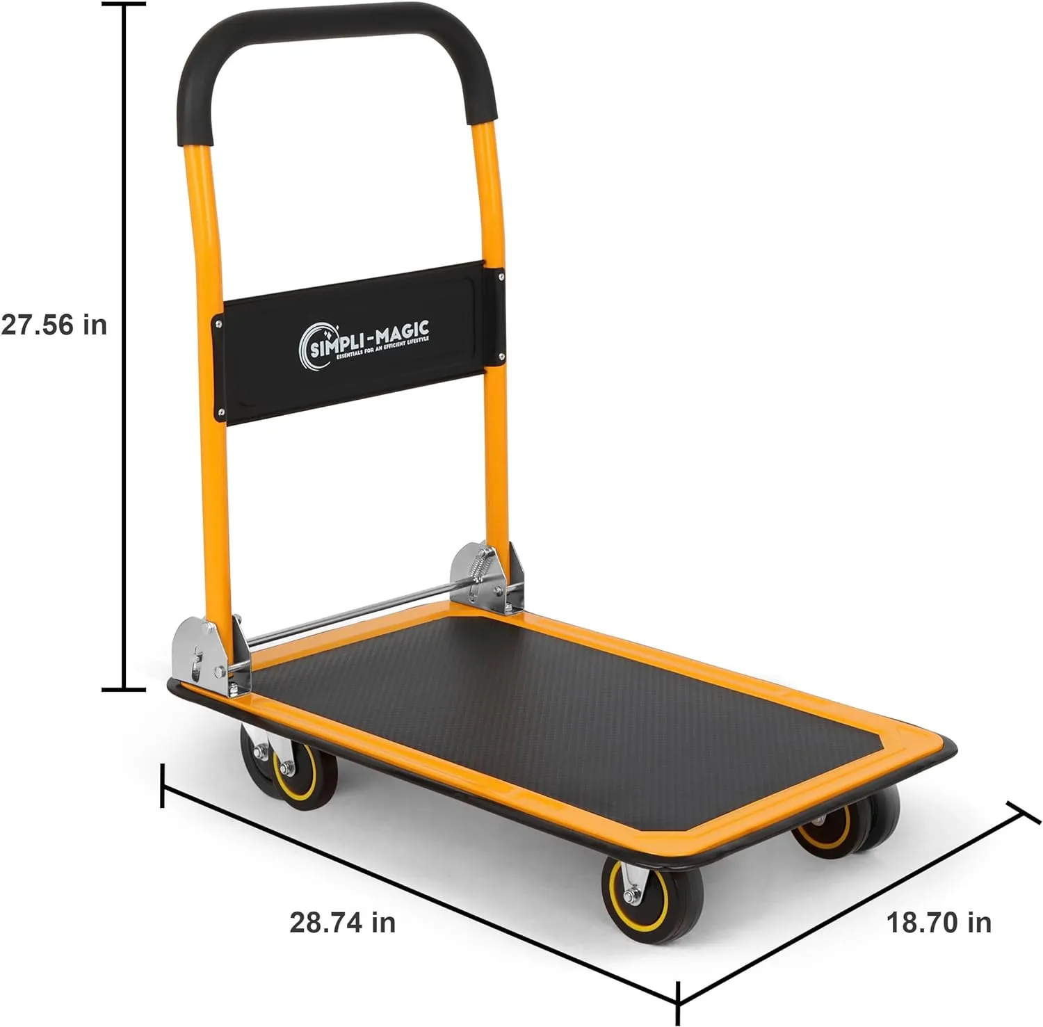 Simpli-Magic Push Cart Dolly, Moving Platform Hand Truck, Foldable for Easy Storage and 360 Degree Swivel Wheels with 350lb Weight Capacity