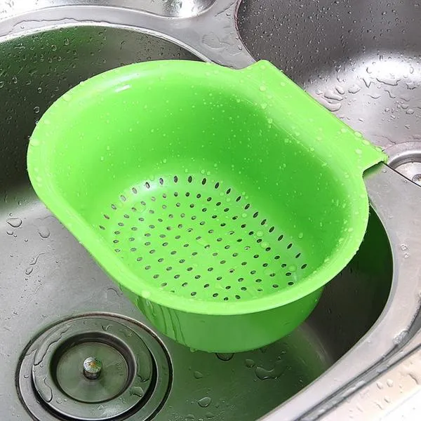 Sink Hanging Drain Basket Vegetables Fruit Storage Basket - Green