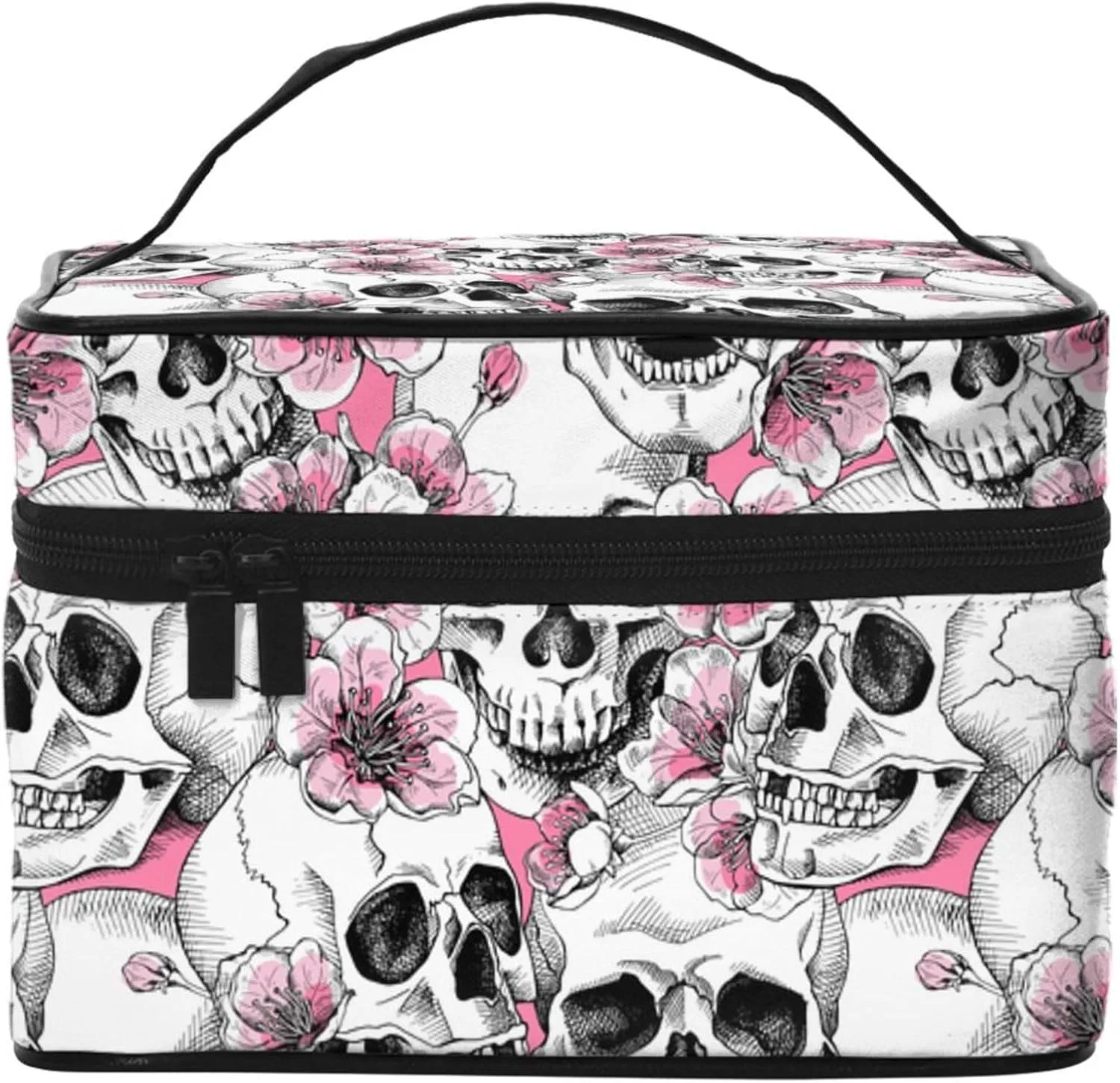 Skull Travel Makeup Bag For Women Large Cosmetic Bags Portable Makeup Organizer Bag Vacation Toiletry Bag Girls Makeup Storage Case…