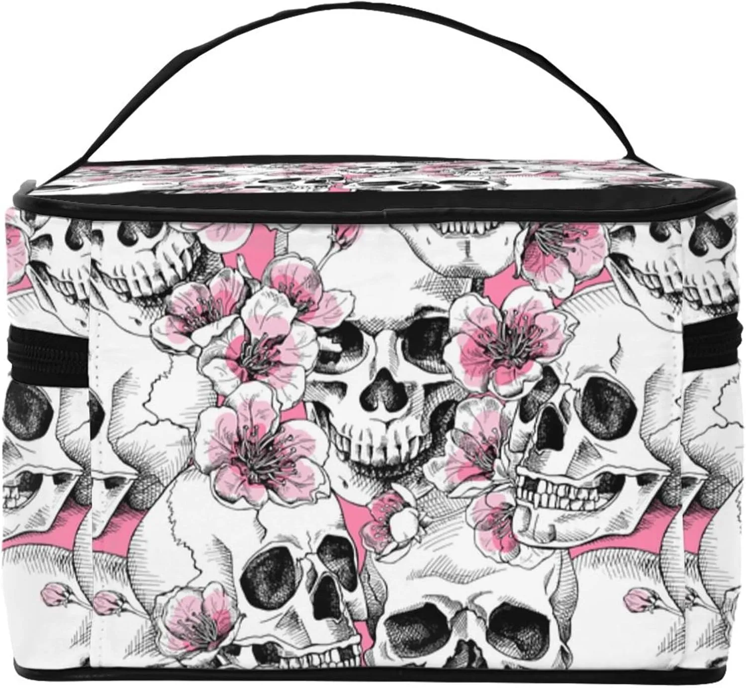 Skull Travel Makeup Bag For Women Large Cosmetic Bags Portable Makeup Organizer Bag Vacation Toiletry Bag Girls Makeup Storage Case…