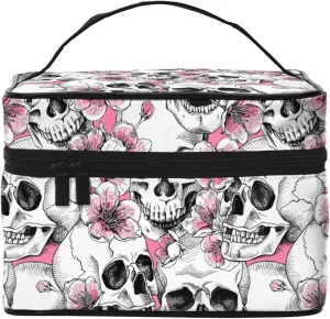 Skull Travel Makeup Bag For Women Large Cosmetic Bags Portable Makeup Organizer Bag Vacation Toiletry Bag Girls Makeup Storage Case…