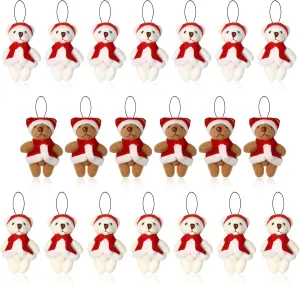 Skylety 20 Pcs Mini Bears Tiny Stuffed Bear 2.36 Inch Animal Plush Toy Small Keychain Small Jointed Doll Gift for Graduation DIY Keychain Crafts Birthday Baby Shower Wedding Decorations(Santa Style)