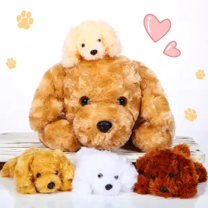 Skylety 5 Pcs Dog Stuffed Animal Puppy Stuffed Animal with Babies Inside 1 Big Mommy with 4 Mini Baby Cute Soft Puppies for Children Birthday Party Adopt a Dog Party Favors(Golden Retriever)