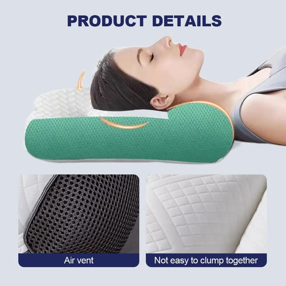 Sleep Enhancing Cervical Support Comfort Goose Down Pillow, 2025 Upgraded Ergonomic Sleep Enhancing Cervical Support Pillow, Premium Cervical Neck Pillow for Sleeping (Blue, Medium)