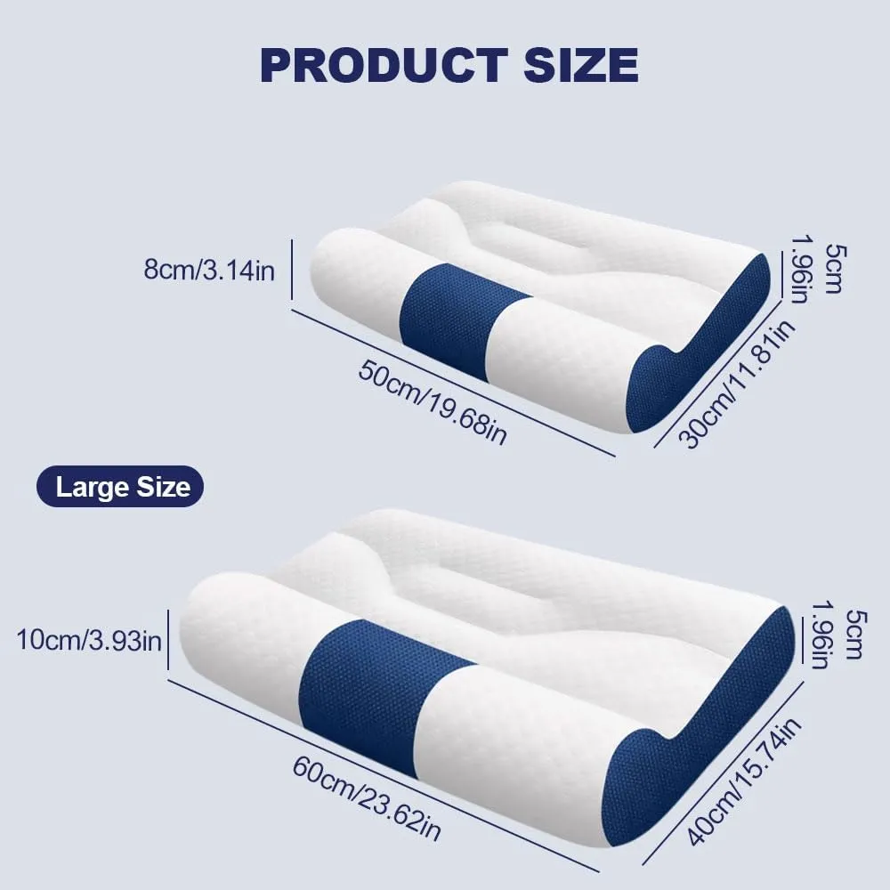 Sleep Enhancing Cervical Support Comfort Goose Down Pillow, 2025 Upgraded Ergonomic Sleep Enhancing Cervical Support Pillow, Premium Cervical Neck Pillow for Sleeping (Blue, Medium)