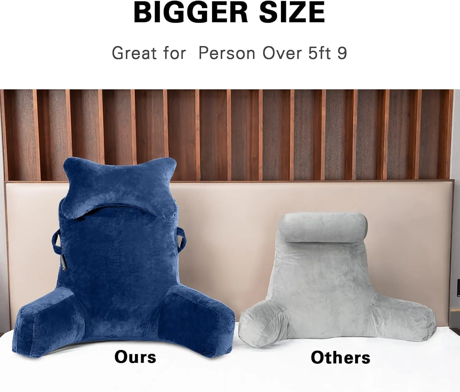 SLIGUY Reading Pillow-Extra Large 31" Bed Rest Pillow with Detachable Neck Roll & Arms for Sitting in Bed or Couch-Adult Backrest Reading Pillow for Reading/Watching TV/Gaming/Relaxing-Dark Blue