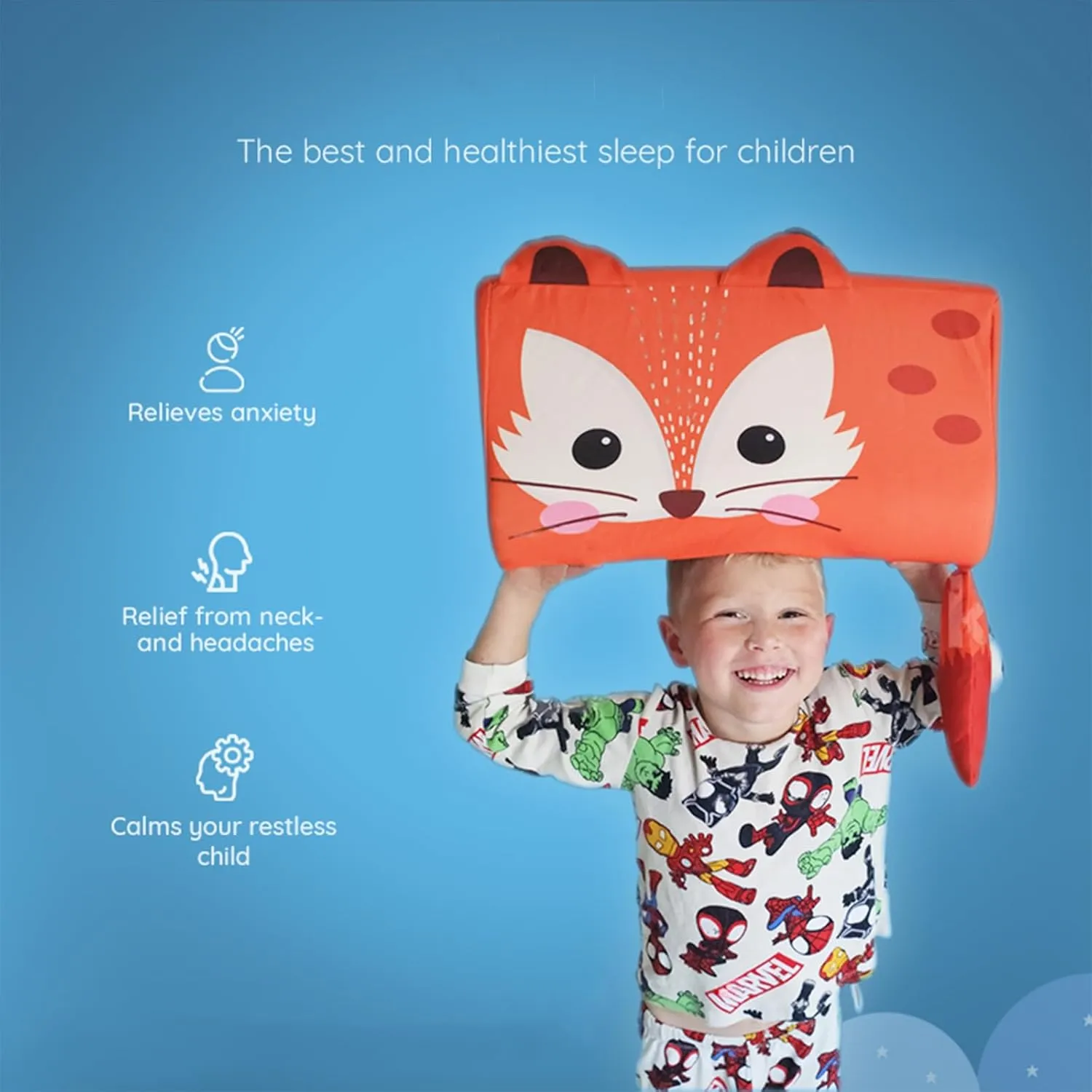 Slumber Kiddies Pillow, Calmly The Sensory Pillow, Slumber Kiddies Memory Foam Pillows with Cotton Pillowcase for Better Andhealthier Sleep (Henry The Lion​)
