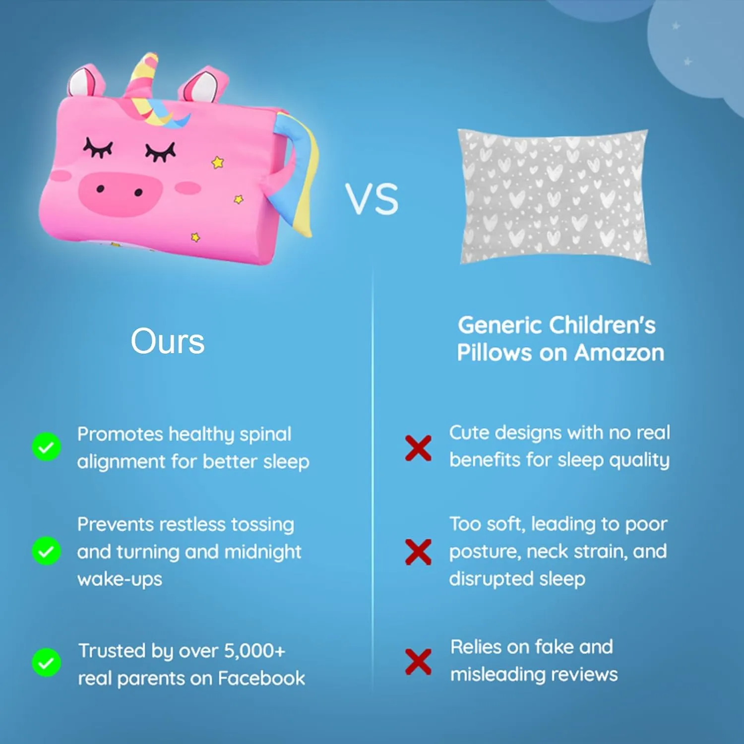 Slumber Kiddies Pillow, Calmly The Sensory Pillow, Slumber Kiddies Memory Foam Pillows with Cotton Pillowcase for Better Andhealthier Sleep (Henry The Lion​)
