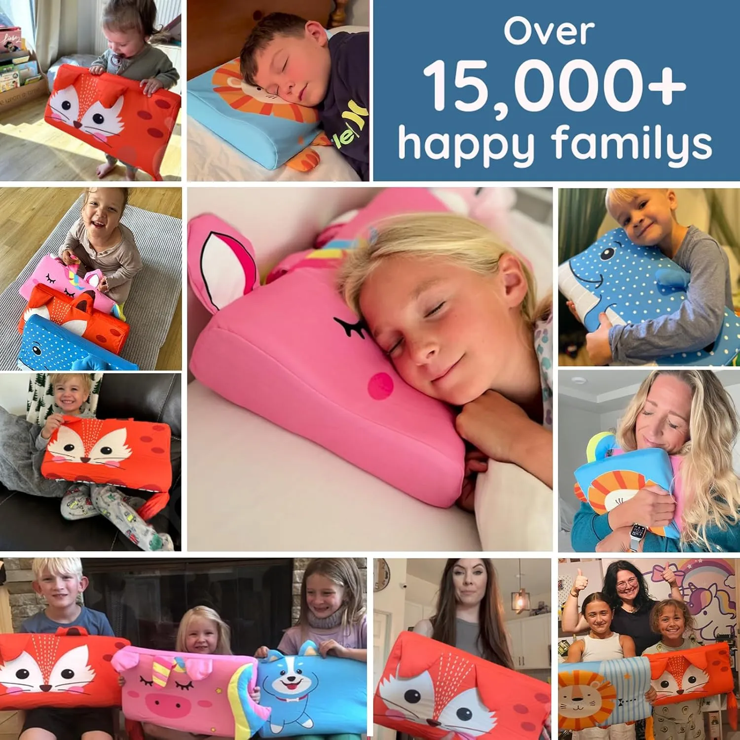 Slumber Kiddies Pillow, Calmly The Sensory Pillow, Slumber Kiddies Memory Foam Pillows with Cotton Pillowcase for Better Andhealthier Sleep (Henry The Lion​)