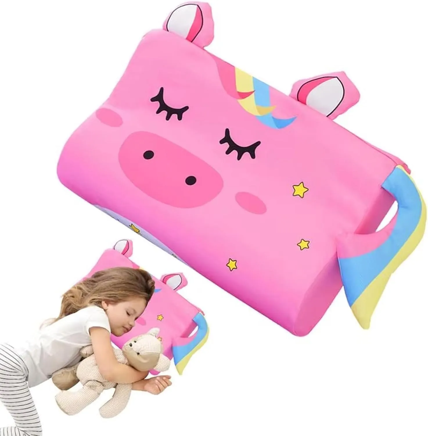 Slumber Kiddies Pillow, Calmly The Sensory Pillow, Slumber Kiddies Memory Foam Pillows with Cotton Pillowcase for Better Andhealthier Sleep (Vera The Unicorn​)