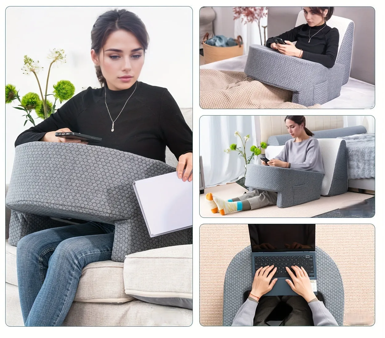 Soft Reading Pillow – Ergonomic Armrest Lap Desk with Washable Cover for Gaming & Relaxing
