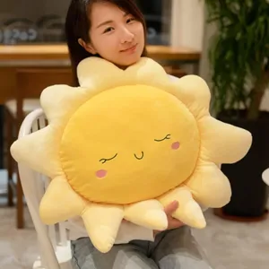 Soft Sun Plush Pillow Stuffed Toy for Home Deco Gift Kids, Sun Shape Chair Cushion Sofa Car Pillow 22.8in/58cm