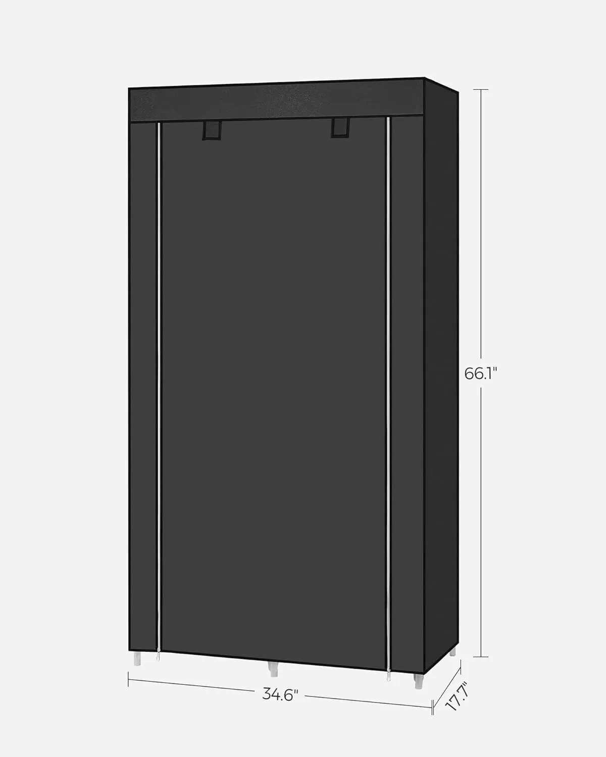 SONGMICS Portable Closet, Clothes Storage Organizer with 6 Shelves, 1 Clothes Hanging Rail, Non-Woven Fabric Closet, Metal Frame, 34.6 x 17.7 x 66.1 Inches, Black URYG84BK