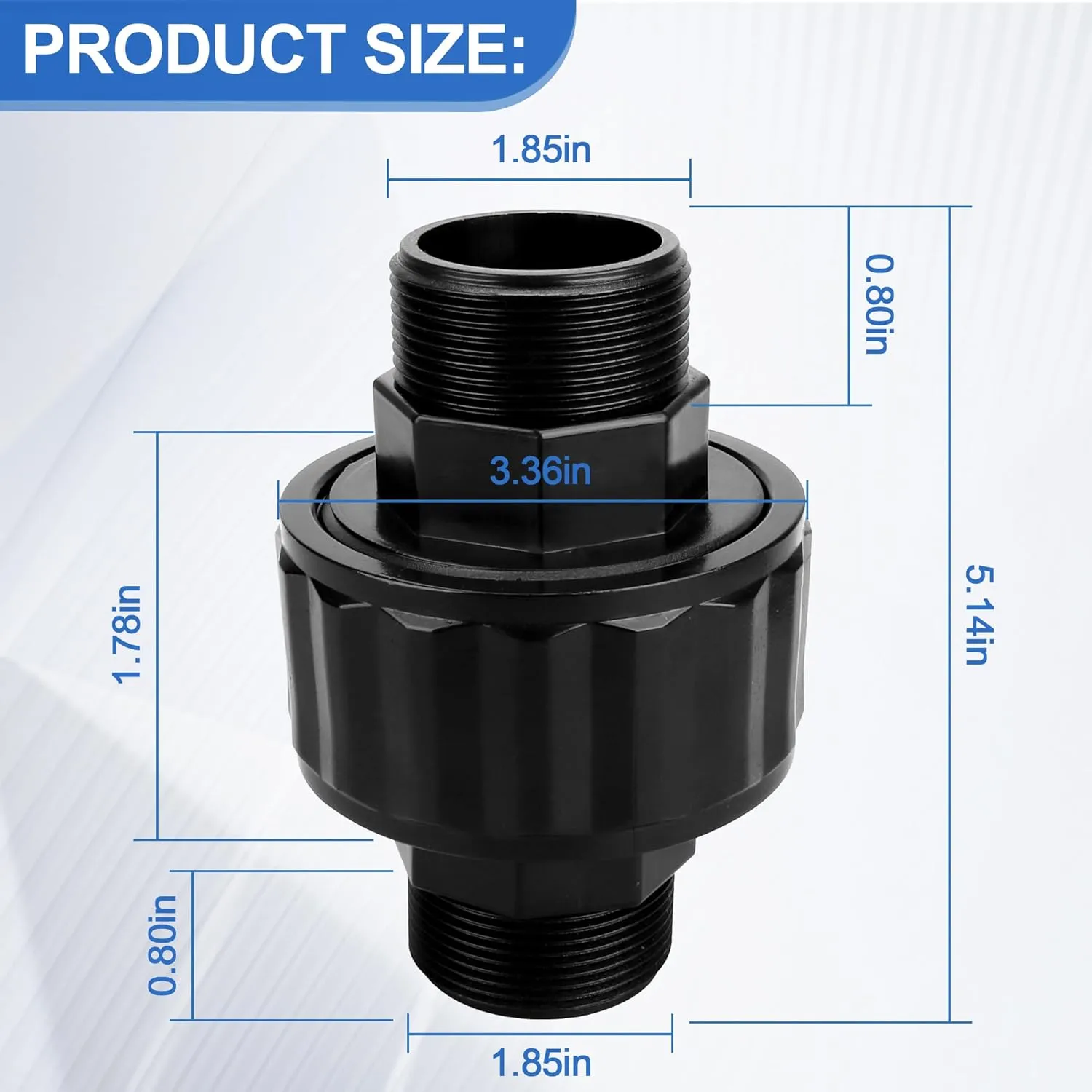SP1480BLK Pool Double End Union for Hayward Perflex Diatomaceous Earth Filter Pump System, 1-1/2 Inch Union Fits Hayward PowerFlo Pool Pump Connect Cartridge Filters,Pool Pump Replace parts（2 Pack）