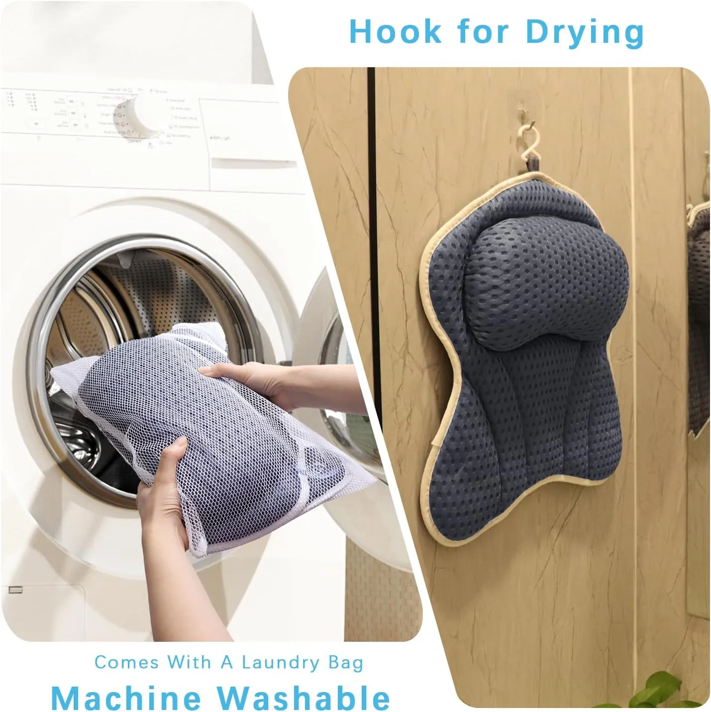 Spa Cushion for Tub,Bath Pillow Luxury Bathtub Pillow，Bath Tub Pillow Headrest with Soft 4D Mesh Fabric and Non-Slip Suction Cups 4 Strong Suction Cups, Great Spa Gifts Bathtub Accessories