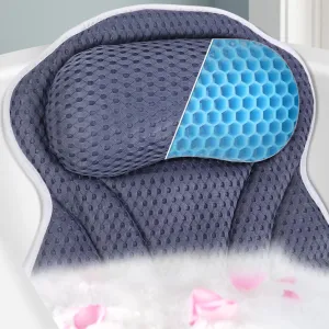 Spa Cushion for Tub,Bath Pillow Luxury Bathtub Pillow，Bath Tub Pillow Headrest with Soft 4D Mesh Fabric and Non-Slip Suction Cups 4 Strong Suction Cups, Great Spa Gifts Bathtub Accessories