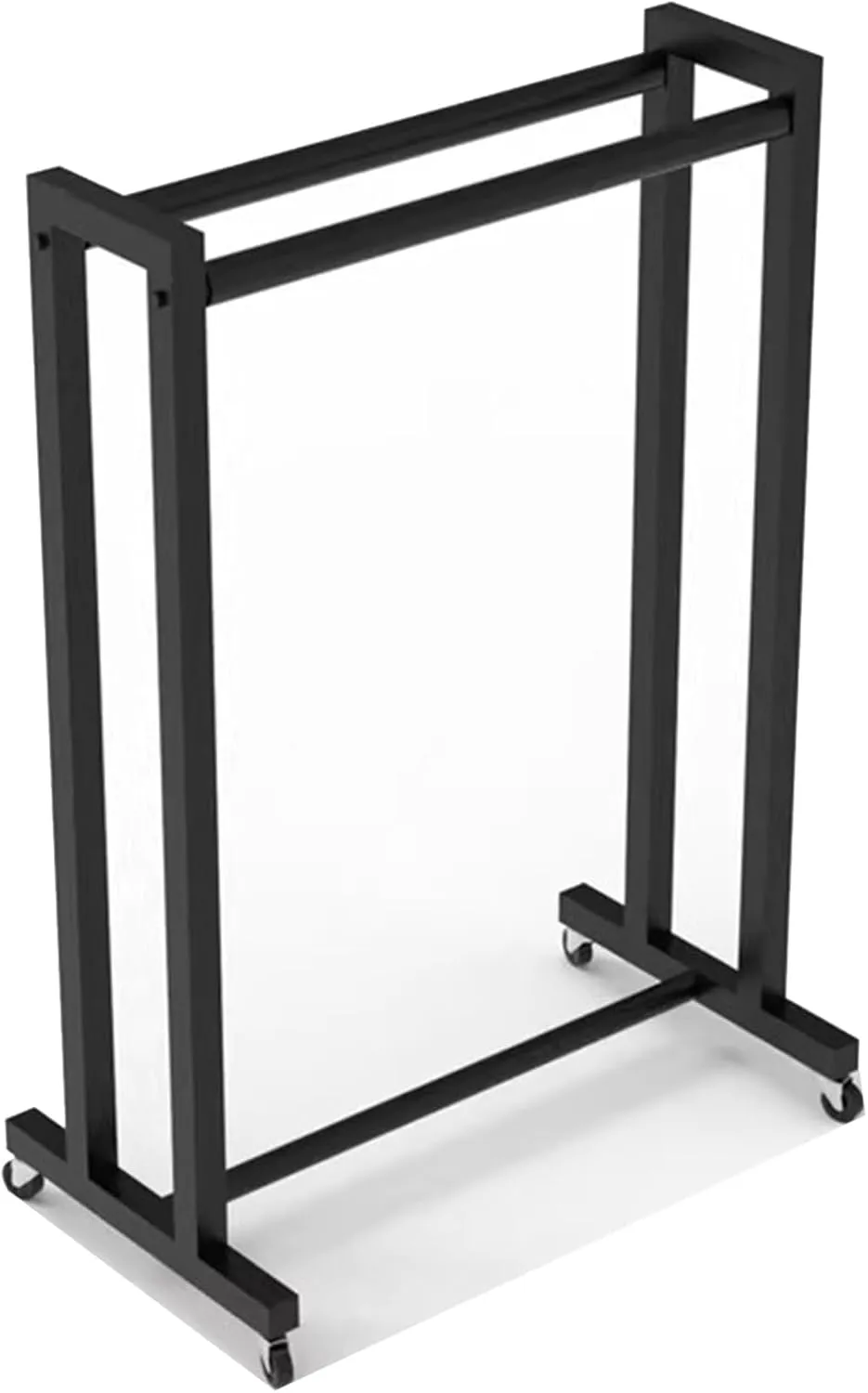 Sports Ball Storage Stand Rolling Hanging Racket Organizer Rack, Black Steel Freestanding Tennis Badminton Racquet Display Rack for Schools/Garage/Retail Store, with 360° Lockable Wheels