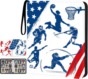 Sports Card Binder 900 Pockets with 50 Removable Sleeves, Zippered PU Leather Trading Card Organizer Album for Sports Collectibles, Premium Protection Gift for Collectors