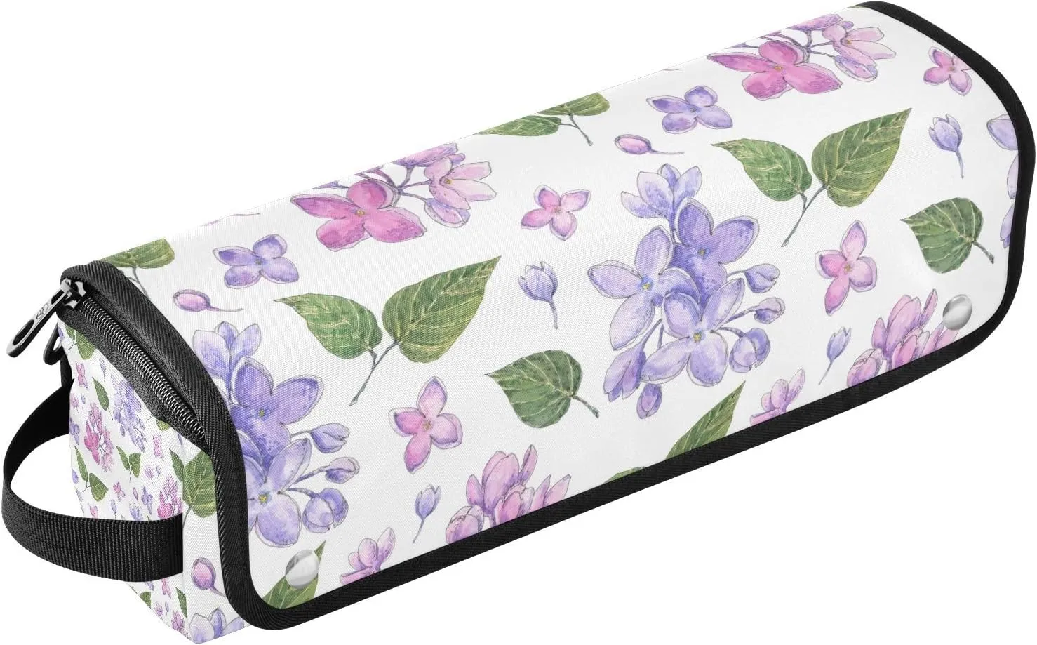 Spring Lilac Flowers and Leaves Hair Tools Travel Bag and Heat Resistant Mat for Flat Irons, Straighteners, Curling Iron, and Haircare Accessories, Portable Organizer Bag