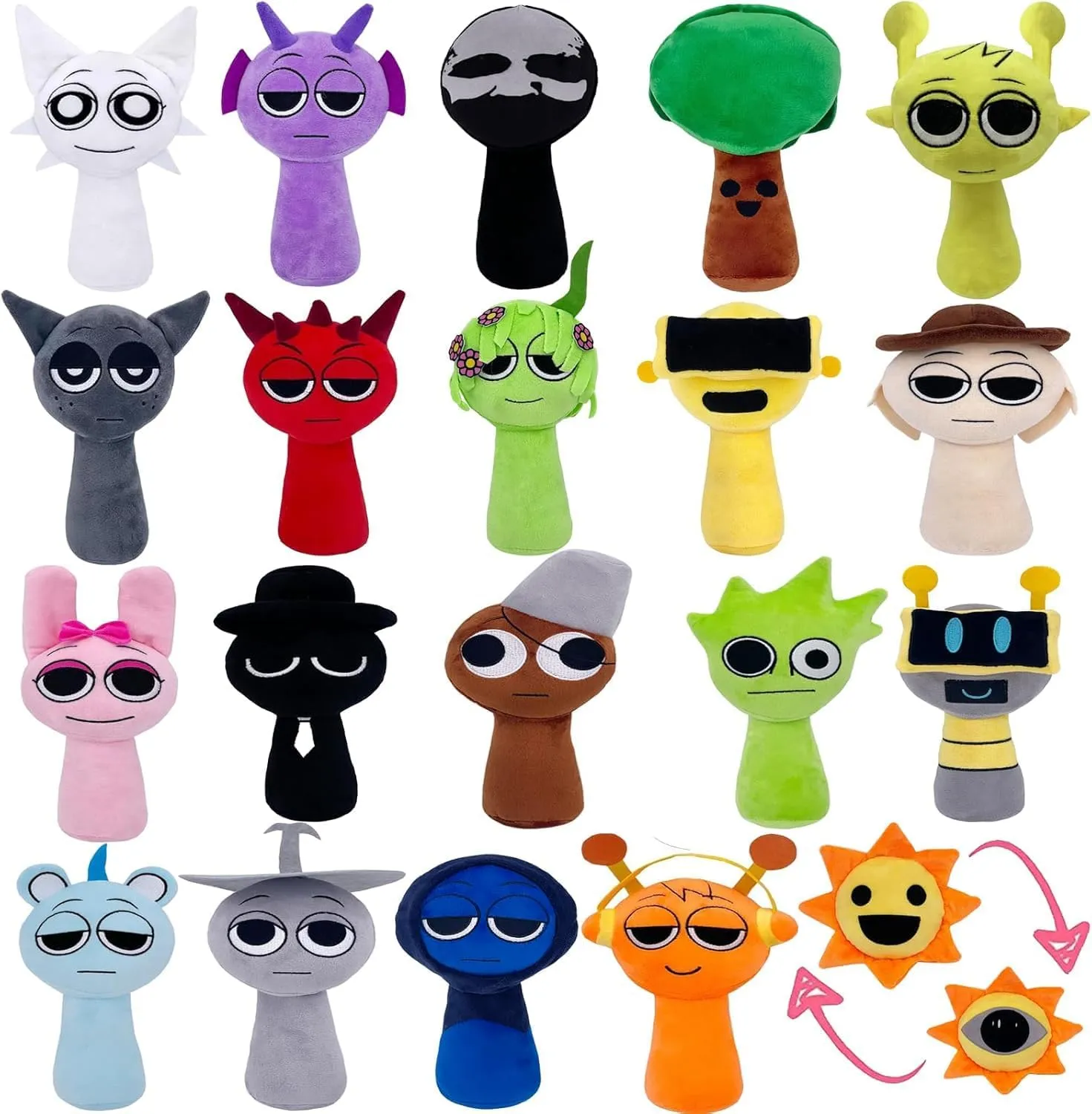 Sprunki Plush Toys, Horror Games Plushies Toy for Fans, Soft Stuffed Animal Pillow Figure Doll Christmas Birthday Gifts for Adult Kids (20Pcs)