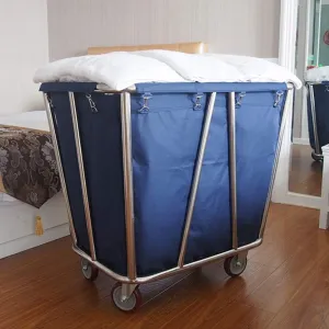 Storage Hand Trucks Kitchen Movable Trolleys Commercial Laundry Sorter Cart Hotel Linen Cart with Handle Lobby Service Rolling Trolley with Movable Bag