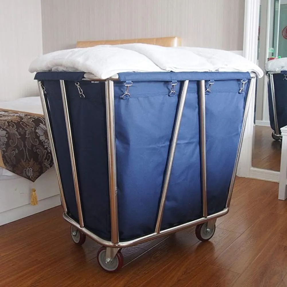Storage Hand Trucks Kitchen Movable Trolleys Commercial Laundry Sorter Cart Hotel Linen Cart with Handle Lobby Service Rolling Trolley with Movable Bag