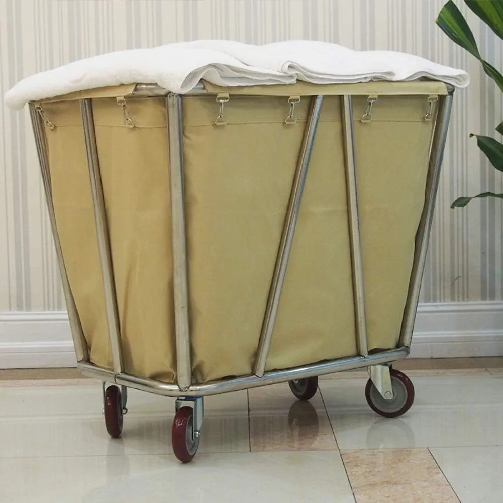 Storage Hand Trucks Kitchen Movable Trolleys Commercial Laundry Sorter Cart Hotel Linen Cart with Handle Lobby Service Rolling Trolley with Movable Bag