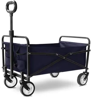 Storage Trolleys Folding Garden Trolley Cart Heavy Duty Wagon Multi-Function Shopping Cart for Outdoor Camping Beach Supermarket Pull Truck with 4 Wheels, Load：60Kg (Blue)