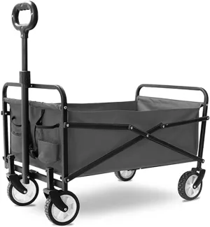 Storage Trolleys Folding Garden Trolley Cart Heavy Duty Wagon Multi-Function Shopping Cart for Outdoor Camping Beach Supermarket Pull Truck with 4 Wheels, Load：60Kg (Light Gray)
