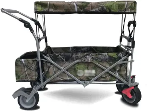 Storage Trolleys Folding Garden Trolley Cart Heavy Duty Wagon with Canopy Multi-Function Shopping Cart for Outdoor Camping Beach Pull Truck with 4 Wheels, Load：150Kg (A)