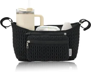 Stroller Organizer - Stylish 3D Herringbone Quilting Nylon, Universal Fit, Detachable Bag, Adjustable Multi-Storage for Baby Essentials